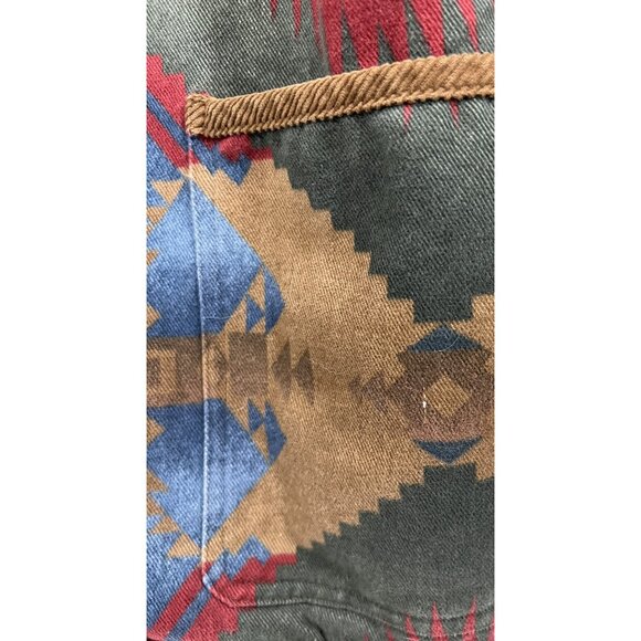 Vtg Jones New York Med Sport Aztec Western Print Open Front Coat Brushed Denim - Picture 4 of 6